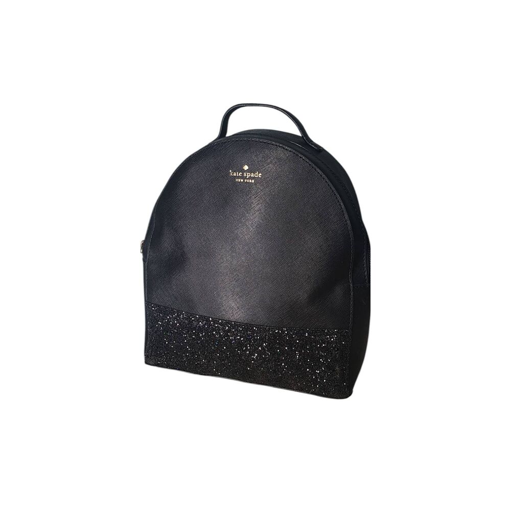 Kate Spade Mini Backpack Black Glitter Accent Saffiano Leather Small Bag
